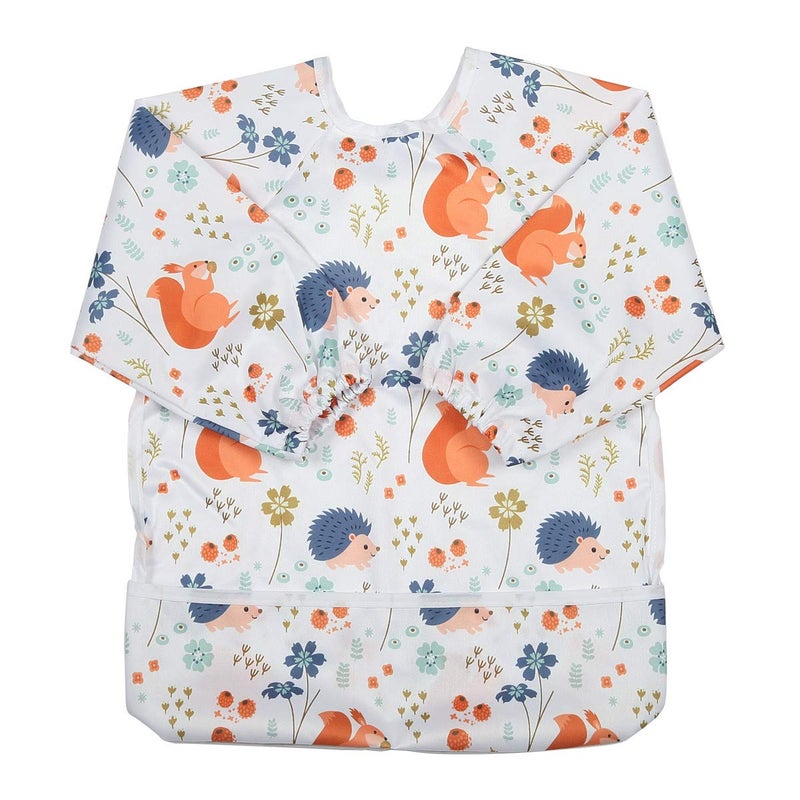 Sigzagor Baby Bib Long Sleeved Shirt With Pocket 1 to 3 years old Toddler (Squirrel Hedgehog) - Image 1